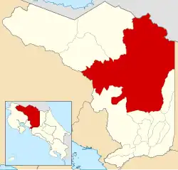 Localização do cantão de San Carlos na província de Alajuela.