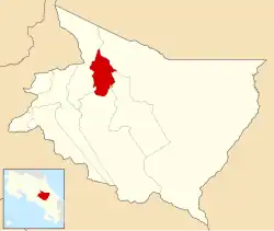 Mapa do cantão de Alvarado na província de Cartago.