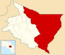 Localização do cantão de Turrialba na província de Cartago.