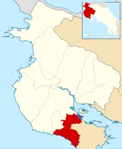 Localização do cantão de Nandayure na província de Guanacaste.