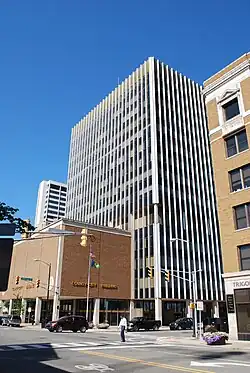 Pictured is the County-City Building in downtown South Bend. The County-City Building houses the Office of the Mayor, as well as many other municipal and public offices.