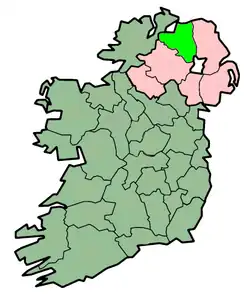 Localização do Condado de Derry/Condado de Londonderry na Irlanda