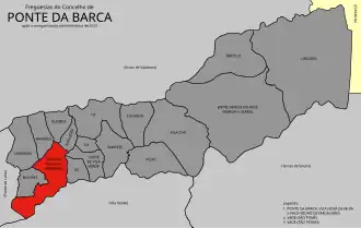Localização no município de Ponte da Barca