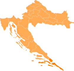 Localização do condado no sul da Croácia