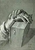 Dürer, Albrecht - Estudo da mão com a Bíblia - 1506