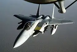 Um caça F-15 saudita, de fabricação americana.