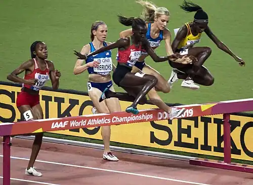 A final dos 3000 m c/ obstáculos feminino.
