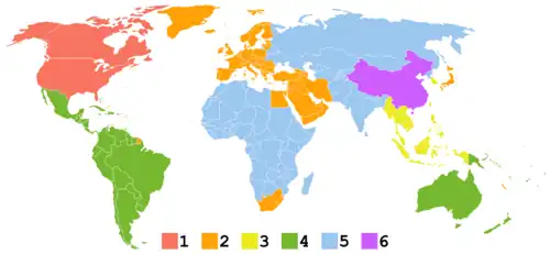 Mapa da divisão das regiões do DVD.