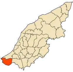 Localização da cidade dentro da província de Mostaganem