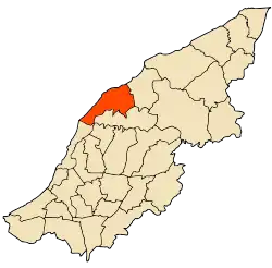 Localização da cidade dentro da província de Mostaganem