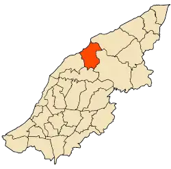 Localização da cidade dentro da província de Mostaganem