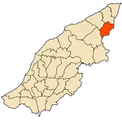 Localização da cidade dentro da província de Mostaganem