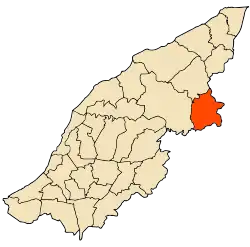 Localização da cidade dentro da província de Mostaganem