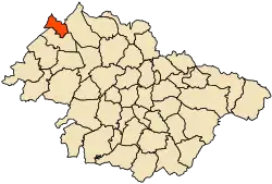 Localização da cidade dentro da província de Mascara