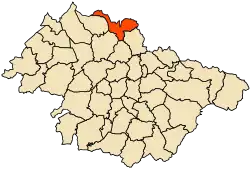 Localização da cidade dentro da província de Mascara