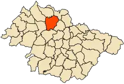 Localização da cidade dentro da província de Mascara