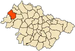 Localização da cidade dentro da província de Mascara