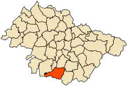 Localização da cidade dentro da província de Mascara