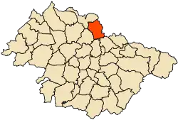 Localização da cidade dentro da província de Mascara