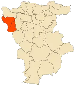 Localização do distrito dentro da província de Mila