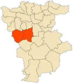 Localização do distrito dentro da província de Mila