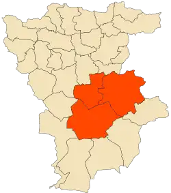 Localização do distrito dentro da província de Mila