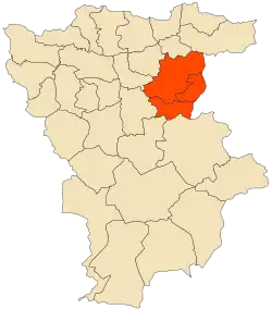 Localização do distrito dentro da província de Mila