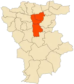 Localização do distrito dentro da província de Mila
