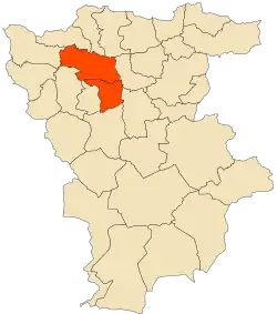 Localização do distrito dentro da província de Mila