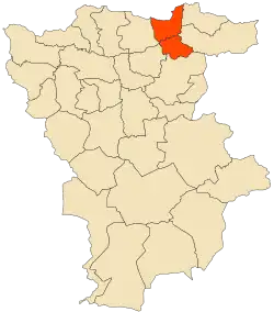 Localização do distrito dentro da província de Mila