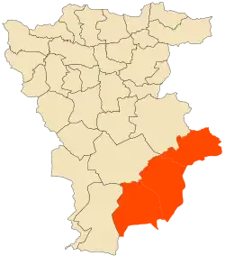 Localização do distrito dentro da província de Mila