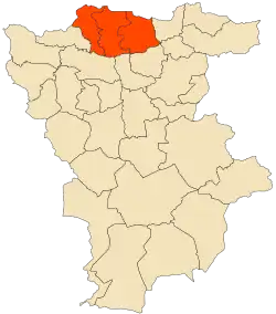 Localização do distrito dentro da província de Mila