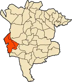 Localização do distrito dentro da província de M'Sila