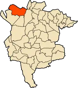 Localização da cidade dentro da província de M'Sila