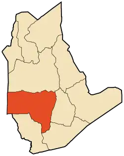Localização da cidade dentro da província de Tamanghasset