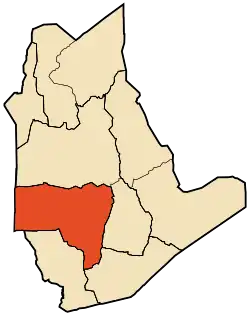 Mapa do distrito dentro da província de Tamanghasset