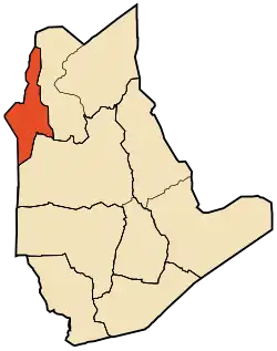 Mapa do distrito dentro da província de Tamanghasset