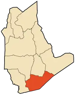 Localização da cidade dentro da província de Tamanghasset