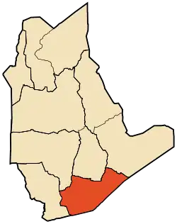 Mapa do distrito dentro da província de Tamanghasset