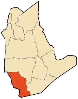 Localização da cidade dentro da província de Tamanghasset