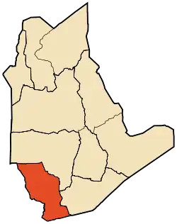 Mapa do distrito dentro da província de Tamanghasset