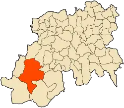 Localização da cidade dentro da província de Médéa