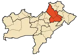 Localização do distrito dentro da província de Orã