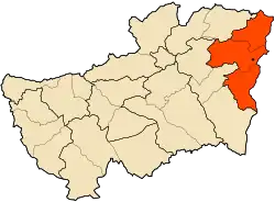 Mapa do distrito dentro da província de Souk Ahras