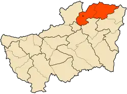 Mapa do distrito dentro da província de Souk Ahras