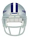 Vista frontal do capacete do Dallas Cowboys