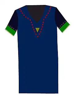 Dashiki longo - camisa na altura dos joelhos, mais longo que o tradicional.