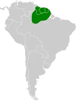 Distribuição do arapaçu-rabudo na América do Sul