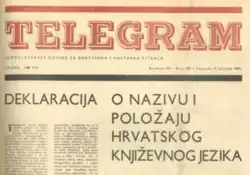 Photograph of the front page of the Telegram newspaper