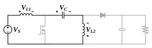 Desenho auxiliar do conversor SEPIC para encontrar a tensão média no capacitor